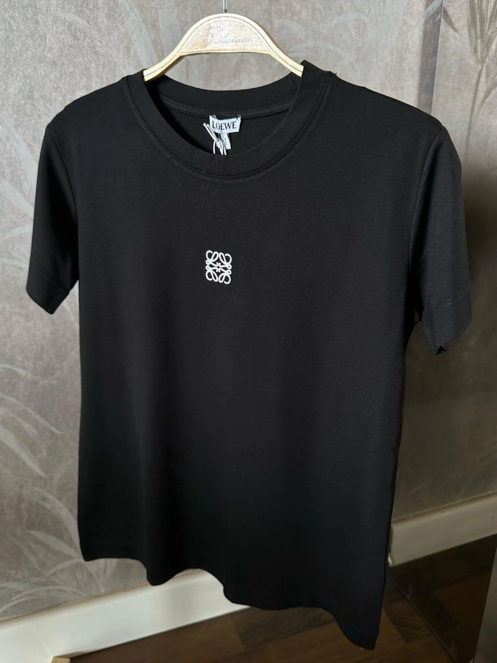 Loewe Black Crewneck T-Shirt with White Anagram Logo